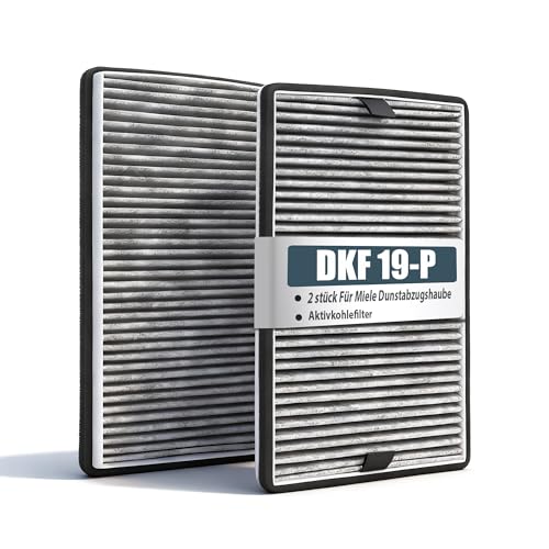 2 Aktivkohlefilter für Miele DKF 19-P DKF 19-1 FWKM-1423 9231860 Dunstabzugshaube filter Kompatibel mit Miele DA 23x0 DA 266x DA 269x DA 35xx DA 36xx