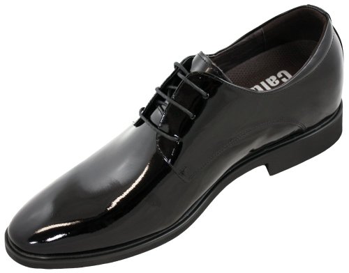 Image of Calden Men's Invisible Height Increasing Elevator Shoes - Black Patent Leather Lace-up Formal Tuxedo Oxfords - 3 Inches Taller - K911929 - Size 7 D(M) US