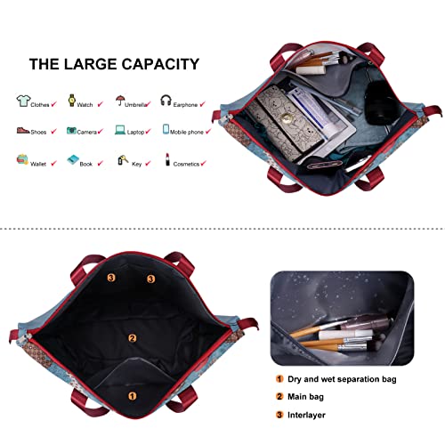 HUA ANGEL Women Travel Duffel Bag Lightweight Sport Gym Bag Waterproof Weekend Overnight Bag with Wet and Dry Separation Pocket for Travel Gym Training Yoga Fitness Swimming - Image 3