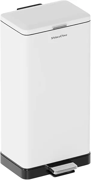 8 Gallon/30 L Trash Can with Lid, Kitchen Garbage Can, Stainless Steel Waste Bin with Step Pedal and Inner Bucket, Soft Close for Home, Kitchen, Laundry Room, Office, Bedroom, Bathroom, White