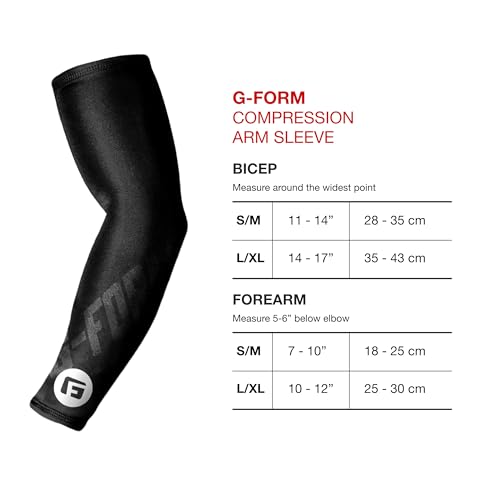G-Form Compression Arm Sleeve - Moisture-Wicking Arm Sleeves for Baseball, Basketball & More - Compression Elbow Sleeve with Flat Seams - Must-Have Sports Gear - Black, Adult L/XL
