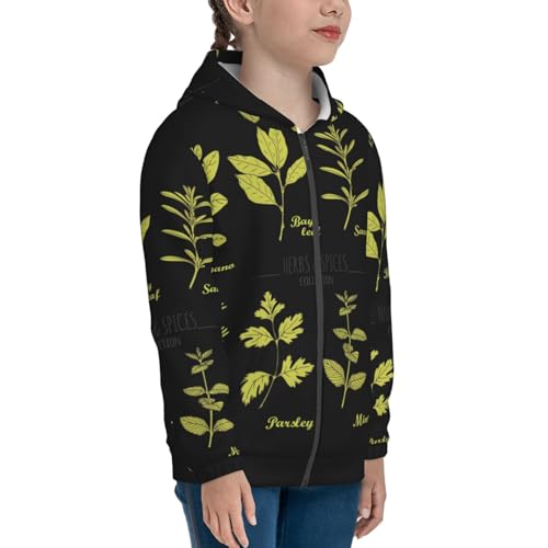 Herbs and Spices Kids Pullover Hoodies Boys Zip Up Sweatshirts Girls Athletic Clothes with Pocket4