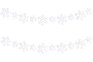 Pack of 2 Winter White Felt Snowflake Garlands Christmas Party Decorations