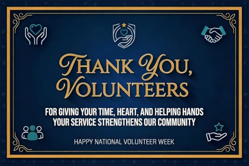 Thank You Volunteers Banner, Volunteer Appreciation Banner, National Volunteer Week Decorations, Large Photo Backdrop for Recognition Ceremony, Nonprofit and Community Events