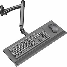 Great for Floating Workstations - Adjustable wall-mounted 23.6” x 7” keyboard tray is the perfect addition to a wall monitor mount (sold separately) to create a floating workstation for quick standing access. The tray extends a total of 33.6” from th...