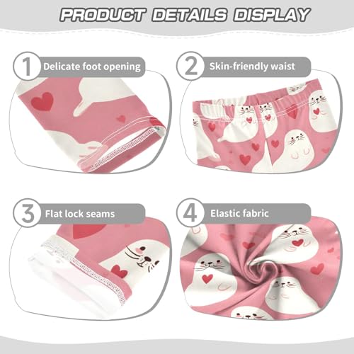 White Seal Lover Girls Leggings Ultra Soft Compression Yoga Gym Pants for Kids 4-10T3