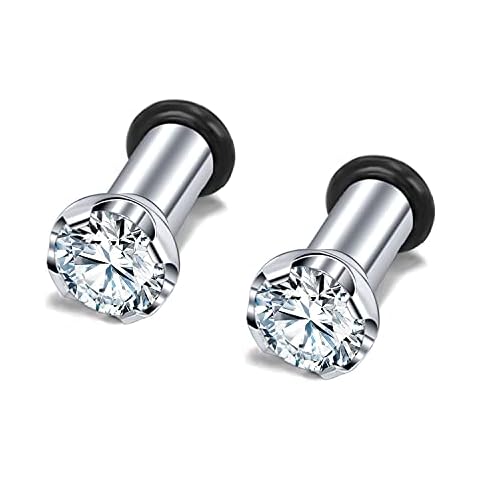 PunkTracker CZ Zirconia Stainless Steel Ear Gauges Cover