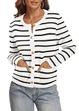ATHMILE Women Striped Cardigan Sweaters Button Down Cropped Fall Fashion Outfits Winter Clothes Knit Lady Jackets Coat 2025