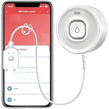 Smart Water Leak Detector WiFi Water Sensor with APP Push Notifications and Sound Alarm, Water Leakage and Low Water Level Monitoring, Compatible with Alexa, Google Home, Suit for Basement, Kitchen