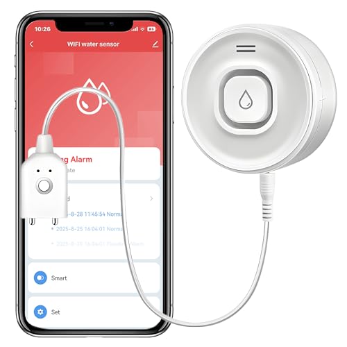 Smart Water Leak Detector: WiFi Water Sensor with APP Push Notifications and Sound Alarm, Water Leakage and Low Water Level Monitoring, Compatible with Alexa, Google Home, Suit for Basement, Kitchen