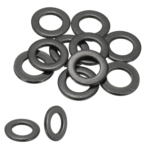 PATIKIL M16 Flat Washers 5/8" ID x 1-1/8"OD, 10 Pcs 304 Stainless Steel Metal Metric Washers Black Electroplated Flat Gasket Spacer for Screws and Bolts, Black