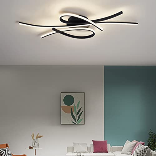 Plafonnier LED dimmable noir 80cm avec télécommande pour salon - 3