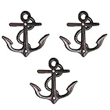 Nautical Wall Hooks Coat Hooks Rack 3 Pcs, Decorative Wall Mounted Antique Shabby Chic Metal Home Ba