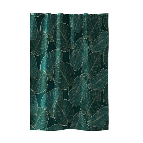 Douceur d'Intérieur, Rideau de Douche avec Crochets (180 x 200 cm) Jade Vert, Polyester Imprimé