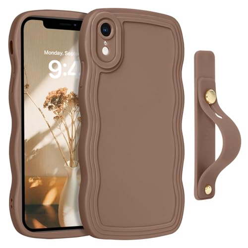 Coque iPhone XR antichoc vagues avec dragonne réglable support vidéo