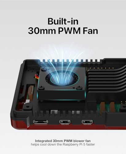 Image of Argon Forty NEO 5 Aluminum Case for Raspberry Pi 5 with Built-in Fan - Aluminum Case, Dual Passive & Active Cooling, All Ports Access, Fits Raspberry Pi 5 2GB /4GB /8GB /16GB (BRED)