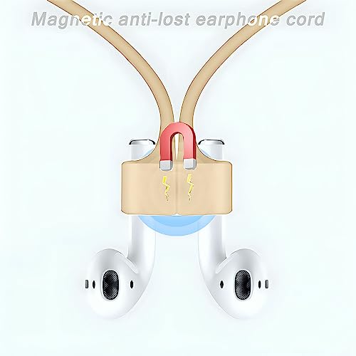Image of LIRAMARK Magnetic Anti-Lost Strap Silicone Rope Wire Cable Connector String for AirPods Pro /Aipods Pro 2 / Airpods 1,2&3 / Earbuds (Cream)