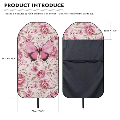 Image of Pink Butterfly Car Front Seat Covers Seat Covers for Cars Waterproof Soft Auto Seat Covers Anti-Slip Fashion Auto Interior Easy to Install Universal Fit for Vehicles,Cars,Suvs,Vans,Sedans