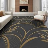 ODIKA 6'x9' Gold Navy Elegance Abstract Floral Modern Washable Area Rug