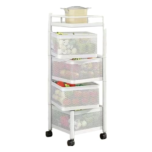 Organisateur grande capacité en métal avec paniers de cuisine amovibles