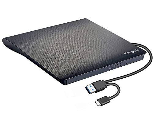 External Dvd Cd Drive, Mougerk Usb 3.0 Type-C Ultra Slim Drives Cd Dvd Rw Player/ Dvd Cd Rom Drive / Writer / Rewriter / Usb Cd Burner Compatible With Mac Macbook Pro, Laptops Desktops #TOP3