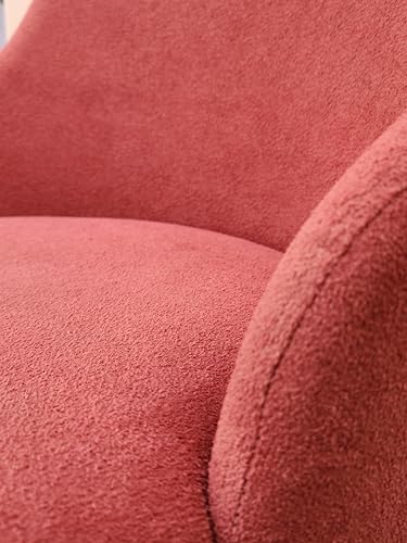 Image of DaneWood Wooden Upholstered Dining Chair | Single Accent Chair for Living /Drawing Room, Bedroom & Office | Upholstery Barrel Arm Chairs with Velvet Fabric, Sheesham Wood Legs, Rose Dust, Height 37.5 inch
