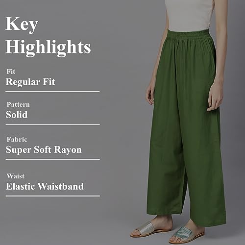 Image of Go Gazab - Stylish Women's Palazzo: Trendy Rayon Solid Color Ethnic Wear Palazzo