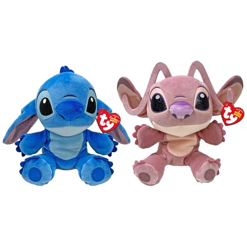 TY Stitch and Angel Beanie Babies Set of 2 from Disney Lilo & Stitch 15cm Soft Plush Toys Collectible Cuddly Plush for Kids