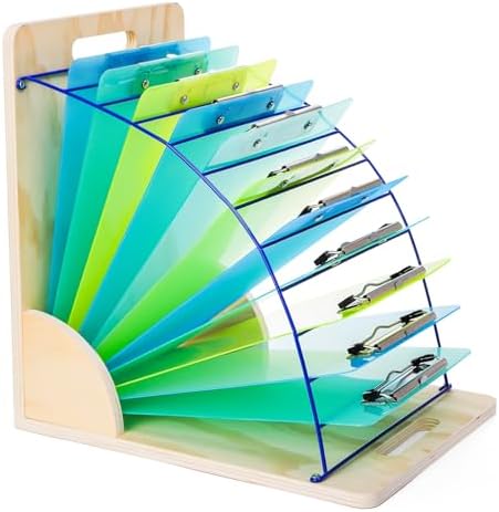 Amazon.com : ZAVOOS Clipboard Holder, Wooden Clipboard Stand, 12 Slots ...
