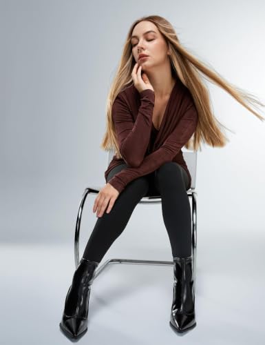 Image of KBVOT Fleece Lined Tights Women Sheer Warm Pantyhose Leggings Fake Translucent Thermal Winter Thick Tights for Dresses