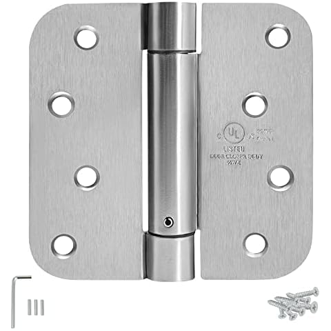 4 Inch Self Closing Satin Nickel Door Hinge 5/8" Radius Corner 3pack Cover