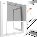 tectake® Fly Screen for Windows, Roller Blind with Mesh Fabric & Aluminium Frame, UV- & Weather-Resistant Insect Window Screen with Easy & Flexible Installation, Can Be Cut to Size - 110 x 160 cm