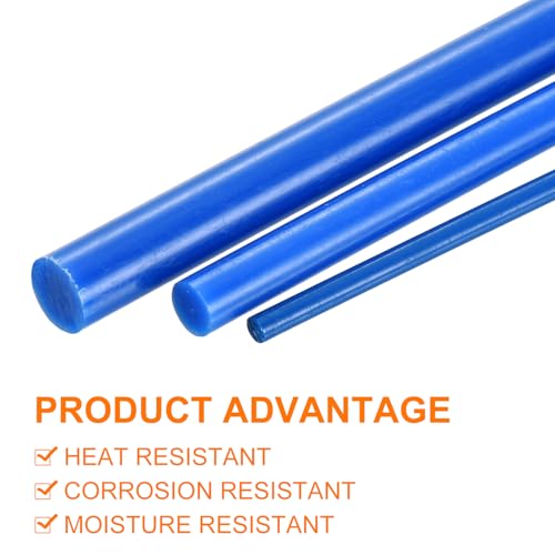 Image of uxcell 5 Pcs Blue Plastic Rods 3 x 406mm ABS Styrene Round Stick Round Solid Bar DIY Model for DIY Toys Building Making Architectural Model Making