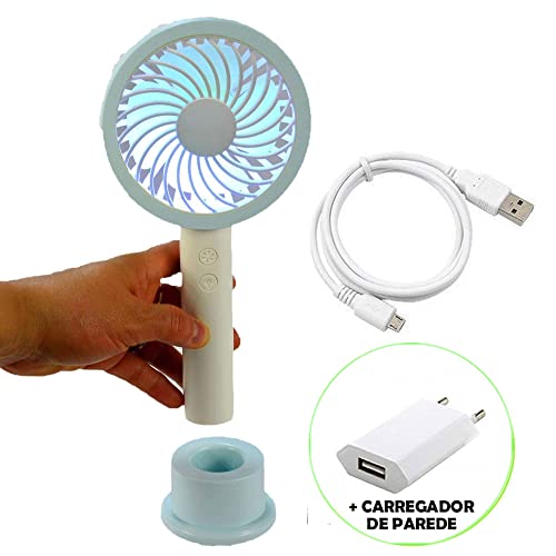 Mini Ventilador Portátil Recarregável + adaptador Azul CBRN07288