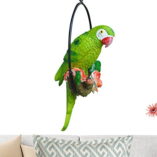 boiler Perroquet Suspendu extérieur - Perroquet en résine pour l'extérieur - Décoration d'oiseau avec Anneau Fer, Statue Perroquet pour Porche Jardin...