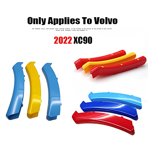 Hibeyo Front Grille Cover Strips Clip Trim For Volvo Xc90 2020 Car Front Grille Insert Trims Tri-Colored Front Center Kidney Grilles Cover -Blue Yellow Blue #TOP1