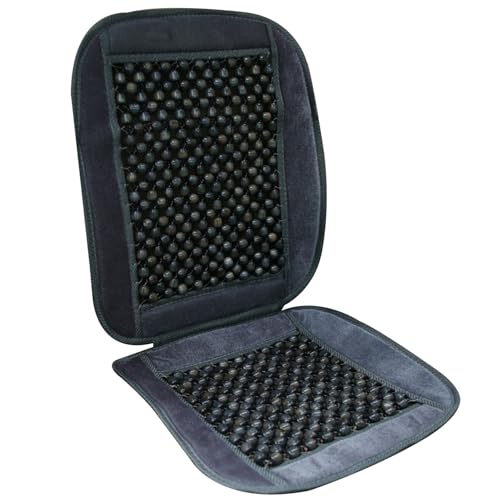 Funda de asiento de coche con cuentas de madera, cojín transpirable y protector de coche gris 1