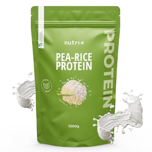 Nutri + Proteína neutra de Guisante + Arroz 1 kg - Proteínas veganas en Polvo sin Soja, Azúcar, Lactosa ni Edulcorante, Sucralosa - natural Protein 1000 g - 77% Contenido proteínico