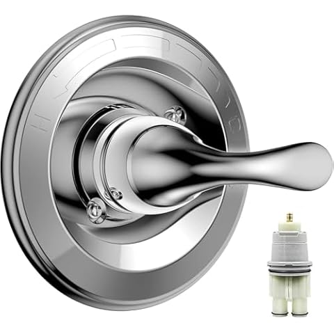 T13020 Shower Handle Replacement for Delta Shower Classic 13 Series Faucet Trim Kit,Chrome Shower Trim Kit for Delta Shower Valve R10000 Series (Cartridge Included) Cover