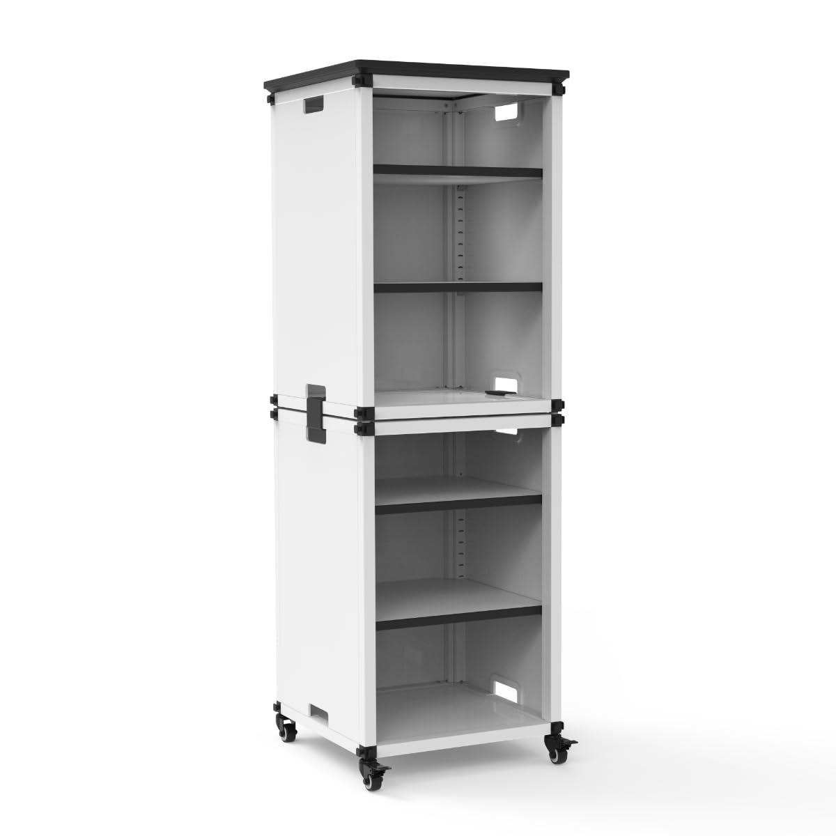 FSE 373-MBSCB06 Modular Classroom Bookshelf - Narrow Stacked Modules with Casters and Tabletop