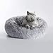 Panier Chien Rond Panier Chat, Apaisant Doux Confort Anti-Stress Chien Panier de Beignet Animal Domestique Peluche Canapé Coussin Lit Chien Chat Nid de Sommeil pour Chiot (L-70cm,Gris Clair)