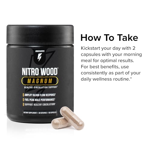 Image of InnoSupps Nitro Wood Magnum - Nitric Oxide Booster for Men - Supports Blood Flow, Circulation & Male Performance - Stamina, Endurance & Size Support - 60 Veg Capsules