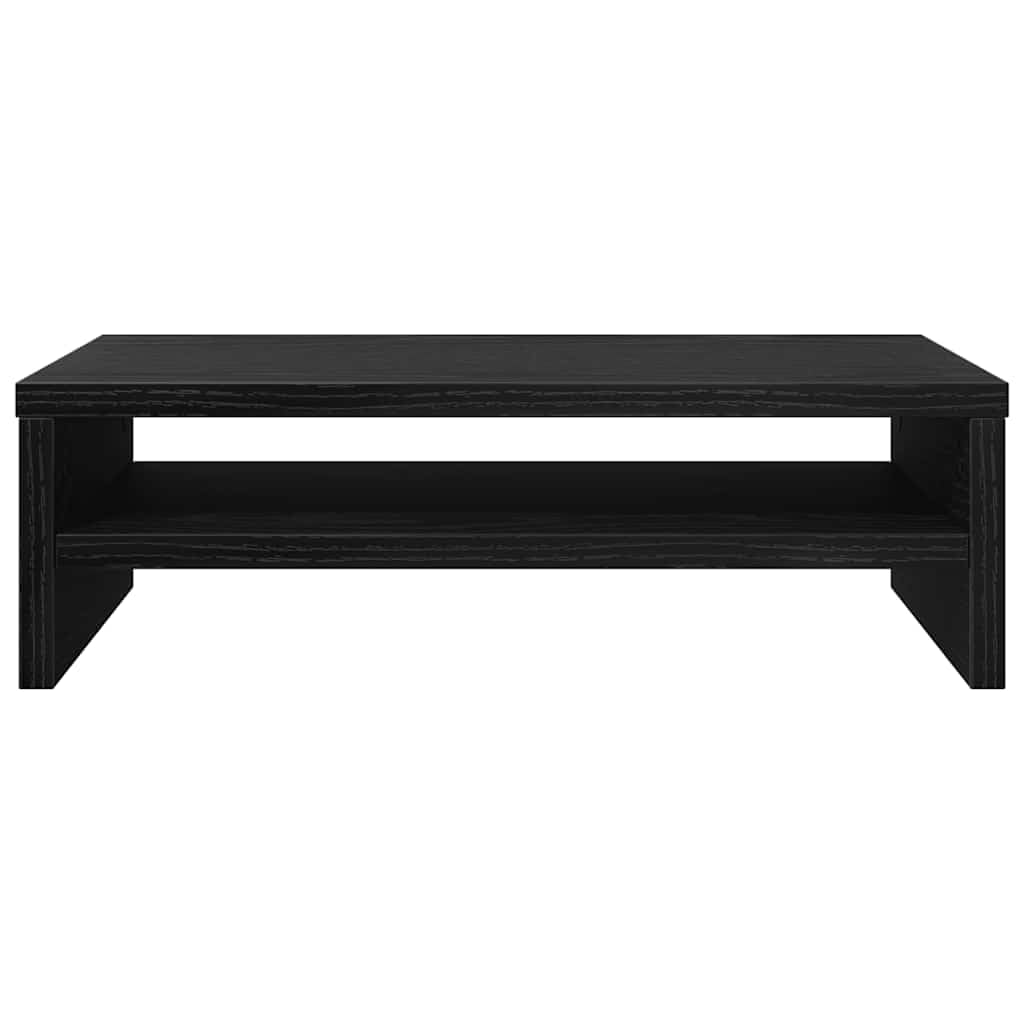 Supporto per monitor, in legno di rovere nero, 42 x 24 x 13 cm, da scrivania, per PC, ergonomico, salvaspazio, per ufficio, casa, gaming, con gestione cavi e ventola