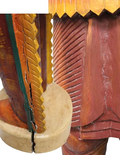 Estatua gigante de jefe indio tallada a mano de madera 59 in miniatura 6