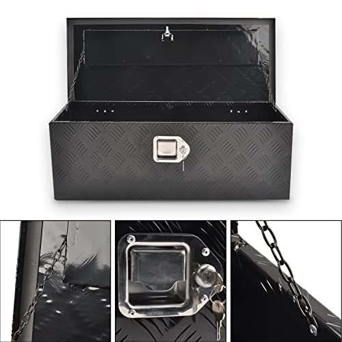 8Sc82 30 Inch Black Aluminum Tool Box 5 Bar Tread Toolbox For Truck Bed Car Outdoor Trailer Pickup Underbody Rv Atv Storage Underbed Tools Organizer With Lock And Keys (30''X13''X10'') #TOP2