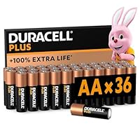 Duracell Plus AA Batteries (36 Pack) - Alkaline 1.5V - Up To 100% Extra Life - Reliability For Everyday Devices - 0% Plastic Packaging - 10-Year Storage - LR6 MN1500