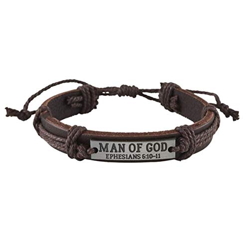 Pulsera Man of God de cuero para hombre 8 pulgadas miniatura 1