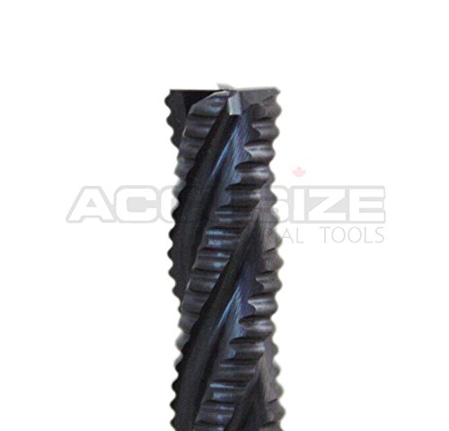 Image of Accusize Industrial Tools 1 /4 inch Fine Tooth M42 8% Cobalt Tialn Roughing End Mill, 3 /8 in Shk Dia, 3 /4 in Flute Length, 4 Flute, 1104-0014 | Fine Tooth, M42 8% Cobalt, TiAlN Coated, 2-1 /2 inch OAL, Single End, Center Cutting