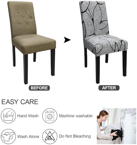 Keyroal Dining Room Chair Covers Set of 6, Stretch Printed Parsons Chair Slipcovers Spandex Removable Washable Kitchen Chair Protector Cover for Dining Room, Hotel, Ceremony — view 6
