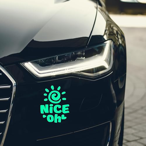 Image of Car Sticker, Decals 4 Car Motorcycles,Sunflower, Glow-in-Dark,Scratch Shields,Covering Scratches, Fluorescent,Waterproof and Fade-Resistant,No Damage (Dazzling Night Light(Nice oh) 4.72'' x 3.94'')